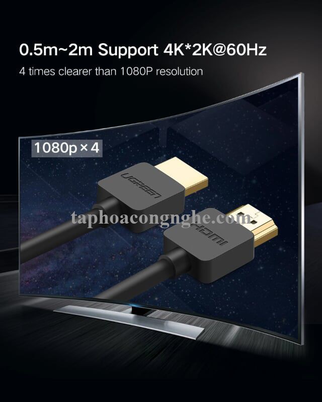 Ugreen 30822 0.5M màu Đen Cáp tín hiệu HDMI chuẩn 2.0 hỗ trợ phân giải 4K * 2K HD121 30030822